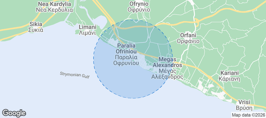 Paralia Ofriniou Airbnb map